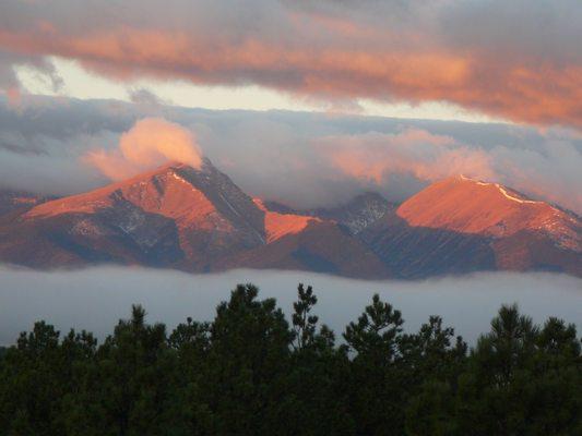 The Sangre de Cristo mountains taken from the porch at the Ranch of Hope Counseling facility are waiting for you!