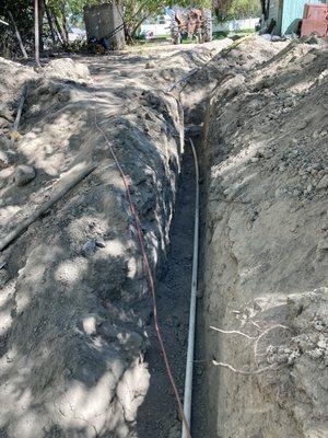 Digging trench for new water line