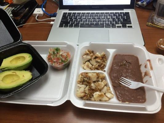 Fresh fish and toppings for breakfast. So good and healthy!