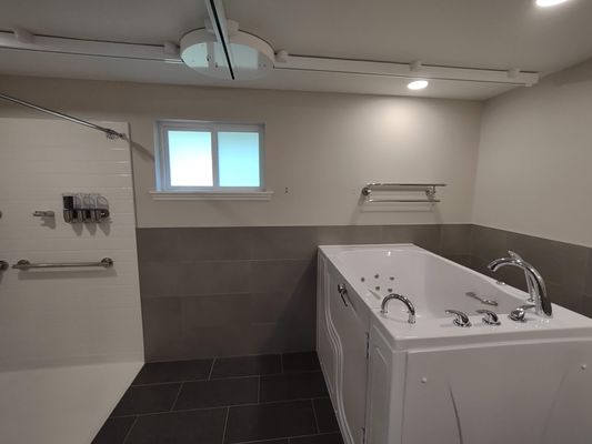 New walk in tub and accessible shower