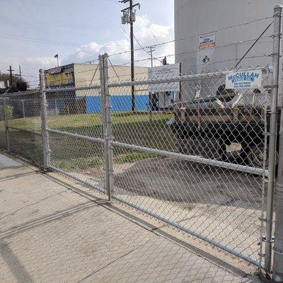 Double Swing Chain Link Gates with 3 strands of Barbed Wire