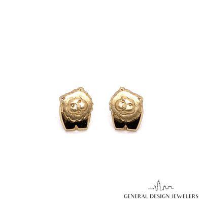 14k Yellow Gold Lion Earrings