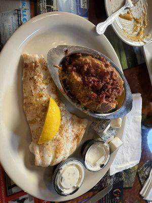 Haddock and loaded baked potato