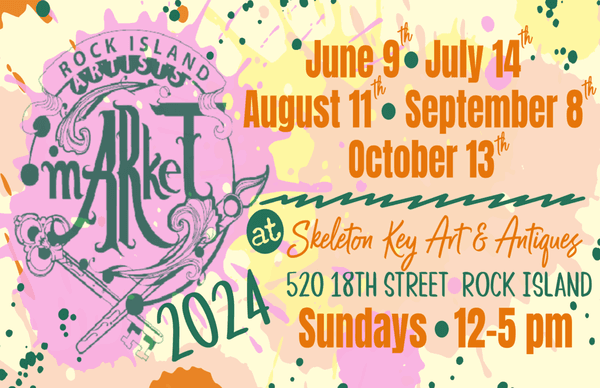 Join us for the 2024 Rock Island Artists' Market on the 2nd Sunday of every month, June through October!