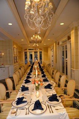 South Carolina Yacht Club table set for a rehearsal dinner.