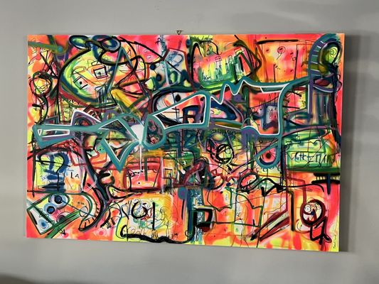 Chris hung this abstract in a really hard to reach area and its a big piece