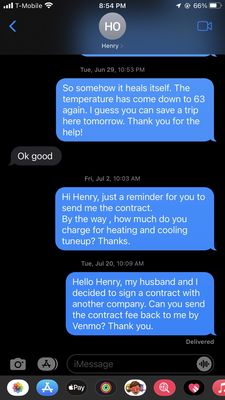 The dates show that I wasn't hurrying Henry to send me the contact. He never reply.