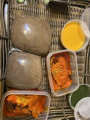 Abula (amala, gbegiri, ewedu with buka stew)