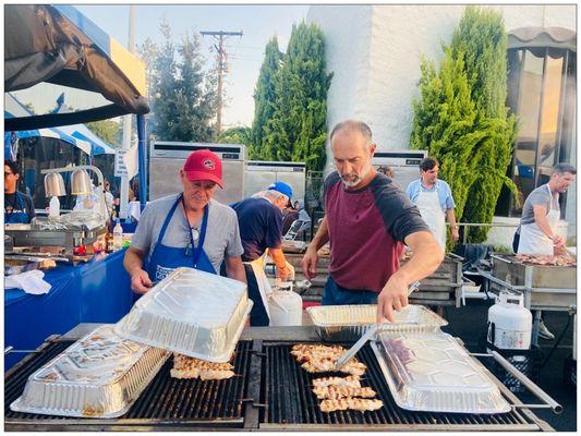 They're cooking the Chicken Souvlaki. :D