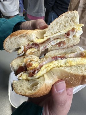 Bacon and cheese breakfast bagel