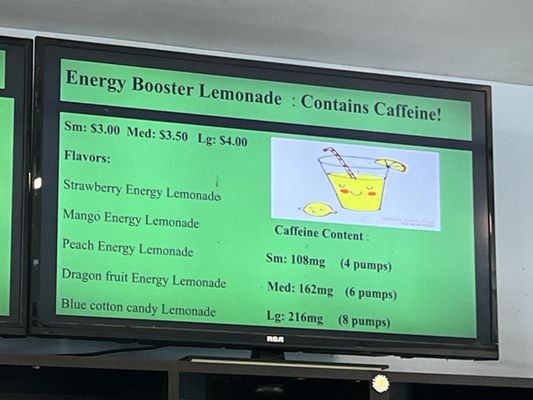 Boosted Drink Menu