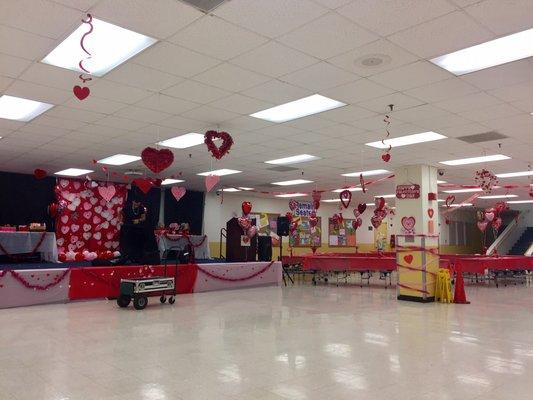 Valentine's dance in the school cafeteria