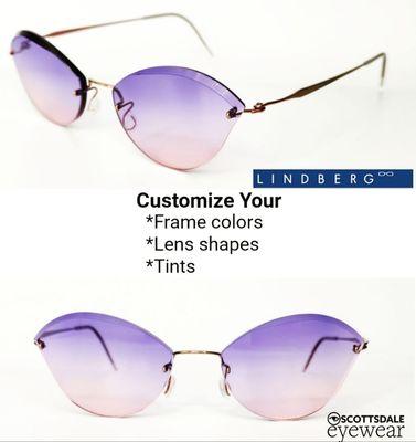 Lindberg eyeglasses. Custom tint and faceting.