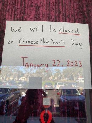 We will be closed on January 22,2023 , This Sunday is Chinese New Year !