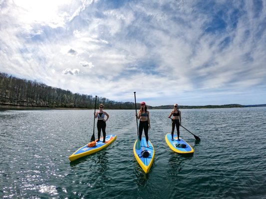 Instructor's from left to right: Kate, Melanie, and Brooke doing pre-season training on Round Valley Reservoir in New Jersey.