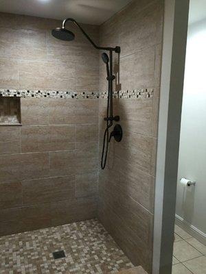 Master Bath Renovation from Tub/Shower Combo to Over-sized Shower.