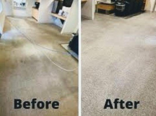 As you can see the before and after pictures speak for itself! After we cleaned the carpet it almost looks like new!