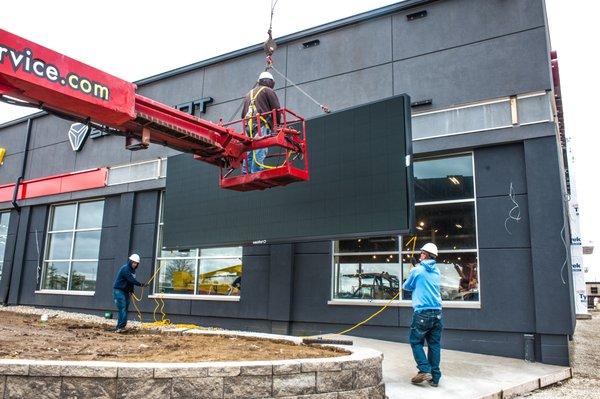 Midwest Signs Watchfire LED Message Center Installation at Flat Out Motorsports 2