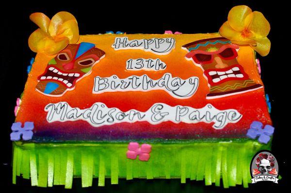 Beautiful buttercream Hawaiian themed sheet cake