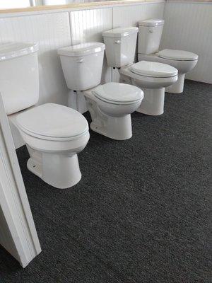 Some of our toilets displayed in our showroom.