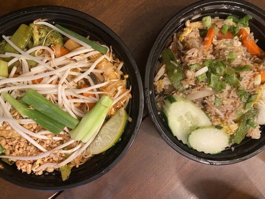 Veggie pad Thai and veggie fried rice