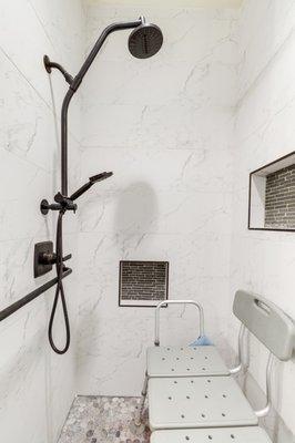 Fully accessible and functional gorgeous bathroom.