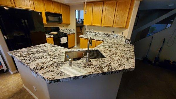 Sink is still crooked, but we are ok with final installation.