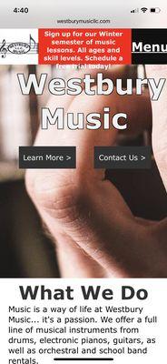 Westbury Music's Mobile website