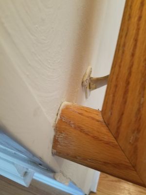 Paint on hardware and wood railing