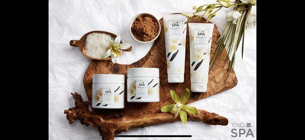 Sugar Vanilla Spa treatments replenish and refine with a nourishing botanical blend of olive oil and brown sugar.