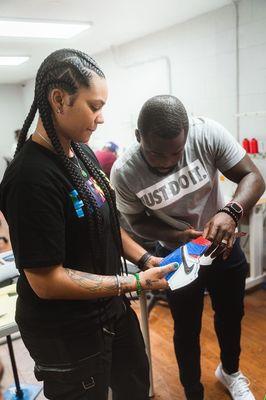 Students @djshante and @Krown9kustoms working together!