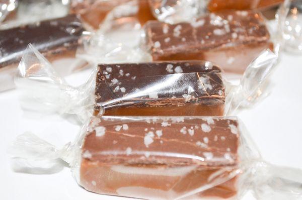 Sea Salt Chocolate Caramels available in dark and milk chocolate.