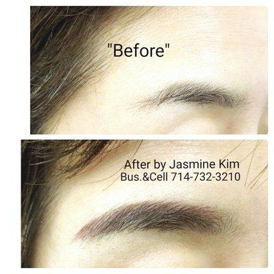 Natural look 3D hairstroke, microblading by Jasmine at Ye permanent makeup studio in Fullerton :)