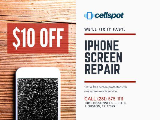 iPhone Screen Repairs in 20-Mins. Get Free Glass Protector | CellSpot