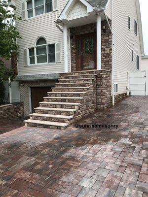 After photo of pavers installation and stonework on steps