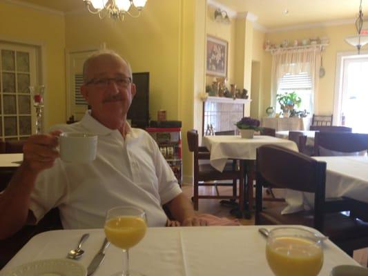 Hubby enjoying breakfast