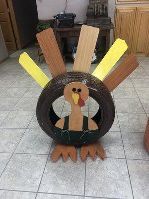 Tom the Tire Turkey is ready for Thanksgiving