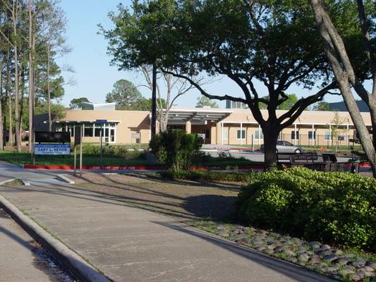 Circle drive and front parking lot. School was built in 2010 and students began classes in the building in Jan. 2011.