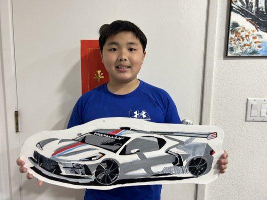 My son brought this Corvette car drawing back! I'm very impressed! Definitely highly recommend Green Forest.