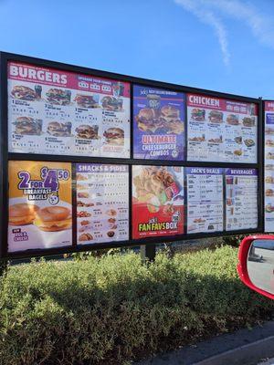 Drive thru menu