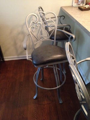 Custom bar stool , iron colored in brushed nickel