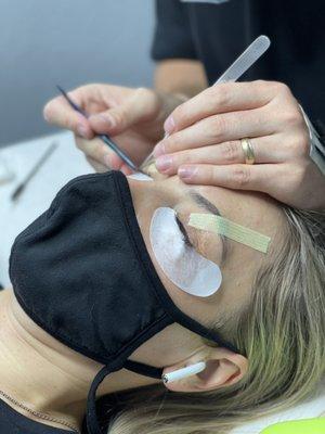 European Style Orlando Eyelash Extensions in process