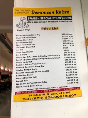 Prices list