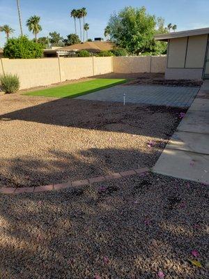 Pavers turf and rock