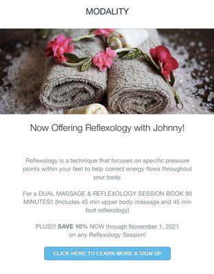 Now offering Reflexology!!!