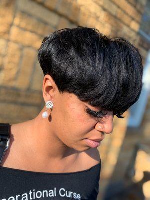 Bowl cut (relaxed hair)