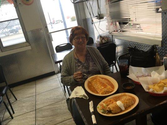 A smothered burrito and a sancho. Huge. And at the same time very reasonably priced.