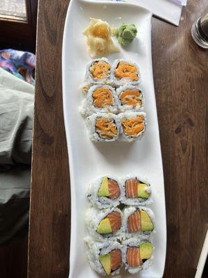 Sweet potato tempura and avocado salmon roll