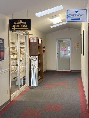 We are located directly across the hallway from the IRS Taxpayer Assistance office.