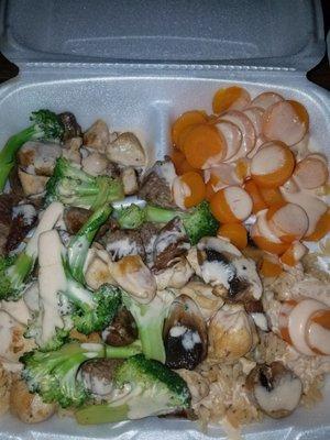 Hibachi steak and chicken $9.50